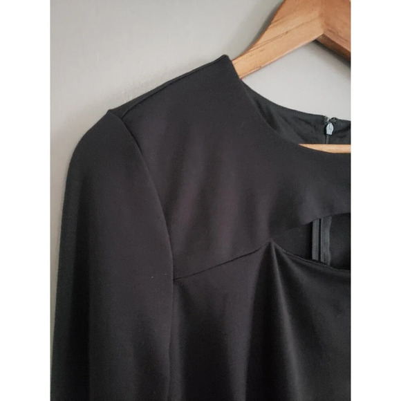 Eloquii Peplum Blouse Womens 14 Black Stretch Ponte Open Front Long Sleeve - Picture 4 of 9